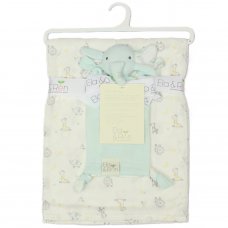 E13411: Baby Jungle Double Layer Muslin Blanket & Elephant Comforter Set